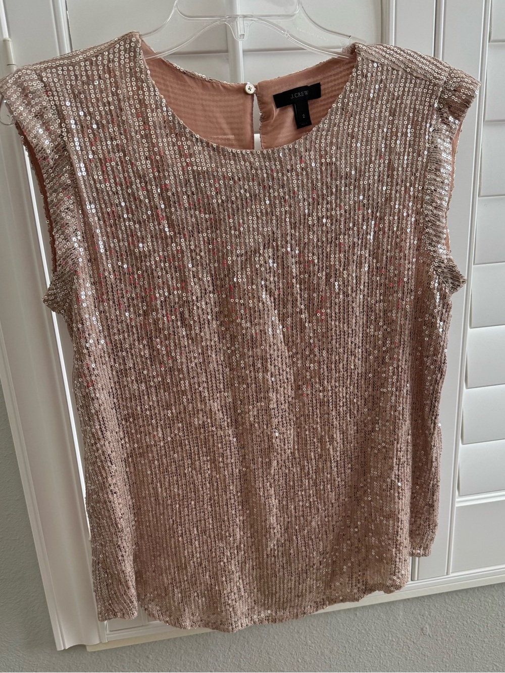 J. Crew women’s full sequined shell / blouse size 2 dressy top nude/beige